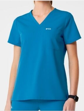 FIGS Catarina One-Pocket Scrub Top Extreme Blue Small